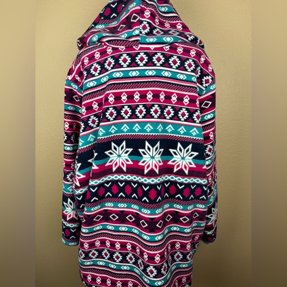 Blair Pink & Turquoise Fleece Hooded Jacket. Zippered & 2 Side Pockets. Size- 3X - Picture 3 of 13